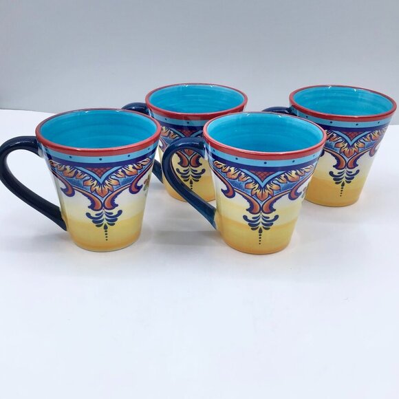 Zanzibar Euro Ceramica Coffee Tea Mugs Boho Cottagecore Contemporary Cone Shape - Picture 1 of 14